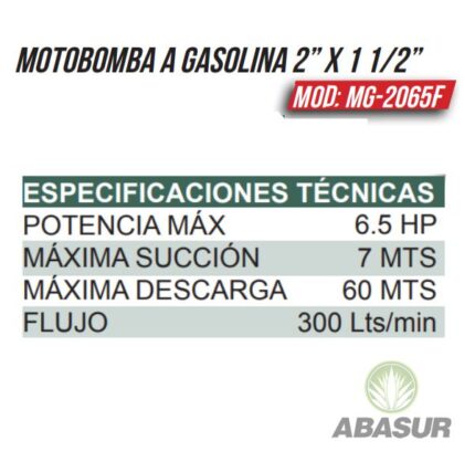 BOMBA GASOLINA OAKLAND 2 X1 1/2″ 6.5 HP