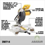 Sierra de inglete DEWALT 1650 watts 10″ con disco de aluminio modelo DW714-B3