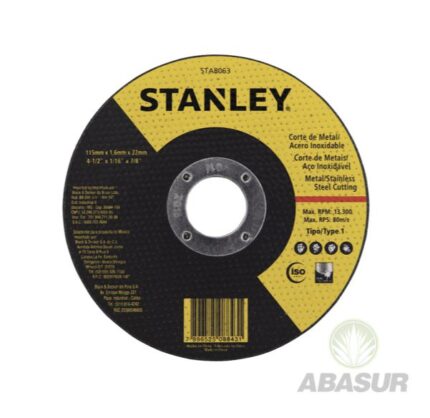Disco abrasivo metal Stanley 4-1/2″ x 1.6 x 7/8 STA8063