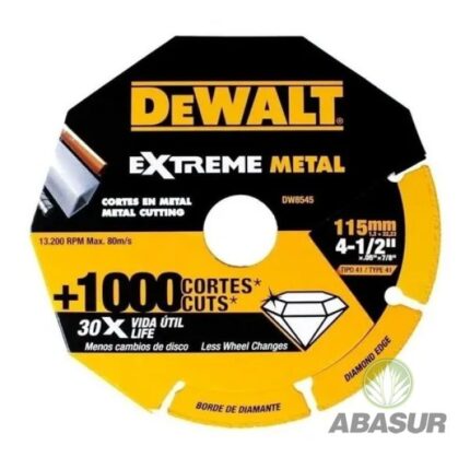 Disco Dewalt diamantado extreme metal 4 1/2 pulgadas modelo DW8545